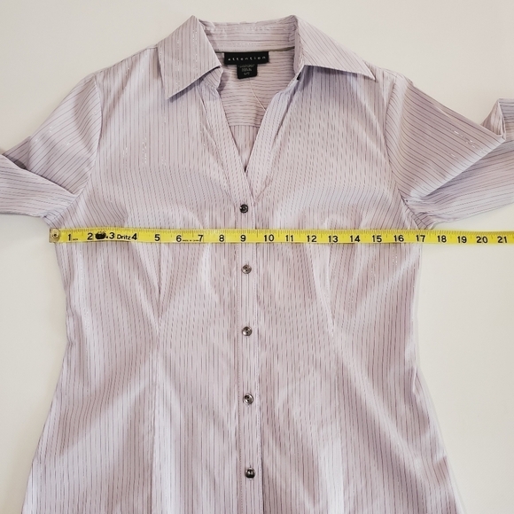 1046 * Attention Striped Button Down Long Sleeve Purple Size S NWT - Picture 7 of 9